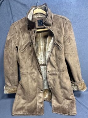 Braetan Brown Faux-Suede Shearling Trench Coat